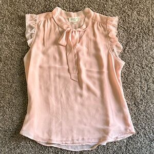 Kim & Cami Blush Pink Tie-Neck Blouse brand new never worn